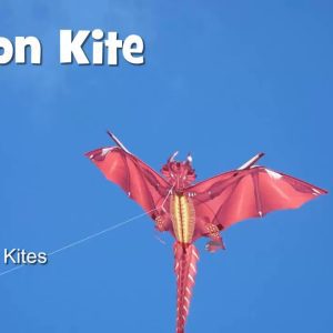 A pink bat-shaped kite with pointed wings flying in a blue sky.